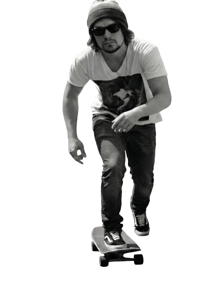 Denis Bogdanov on a skateboard